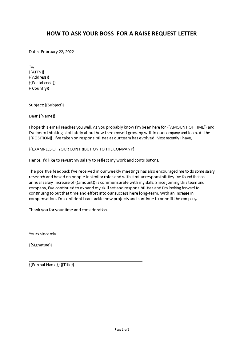 boss salary increase request letter