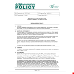 Social Media Policy example document template