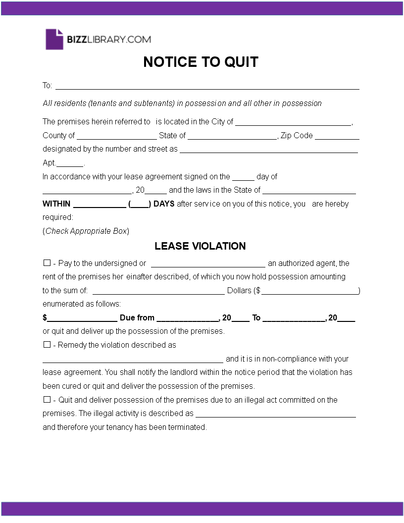 eviction notices template template