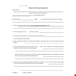 Paternity Witness Statement Form example document template