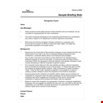 Example Of Briefing Note example document template