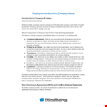 Effective Employee Handbook Template - Ensure Better Company Employment example document template
