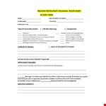 Military Restaurant Disciplinary Action Form example document template