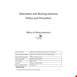 Relocation and Moving Expense Policy and Procedure | Employee Expenses | Relocation example document template 