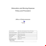 Relocation and Moving Expense Policy and Procedure | Employee Expenses | Relocation example document template
