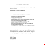 Pharmacy Clerk Job Description example document template