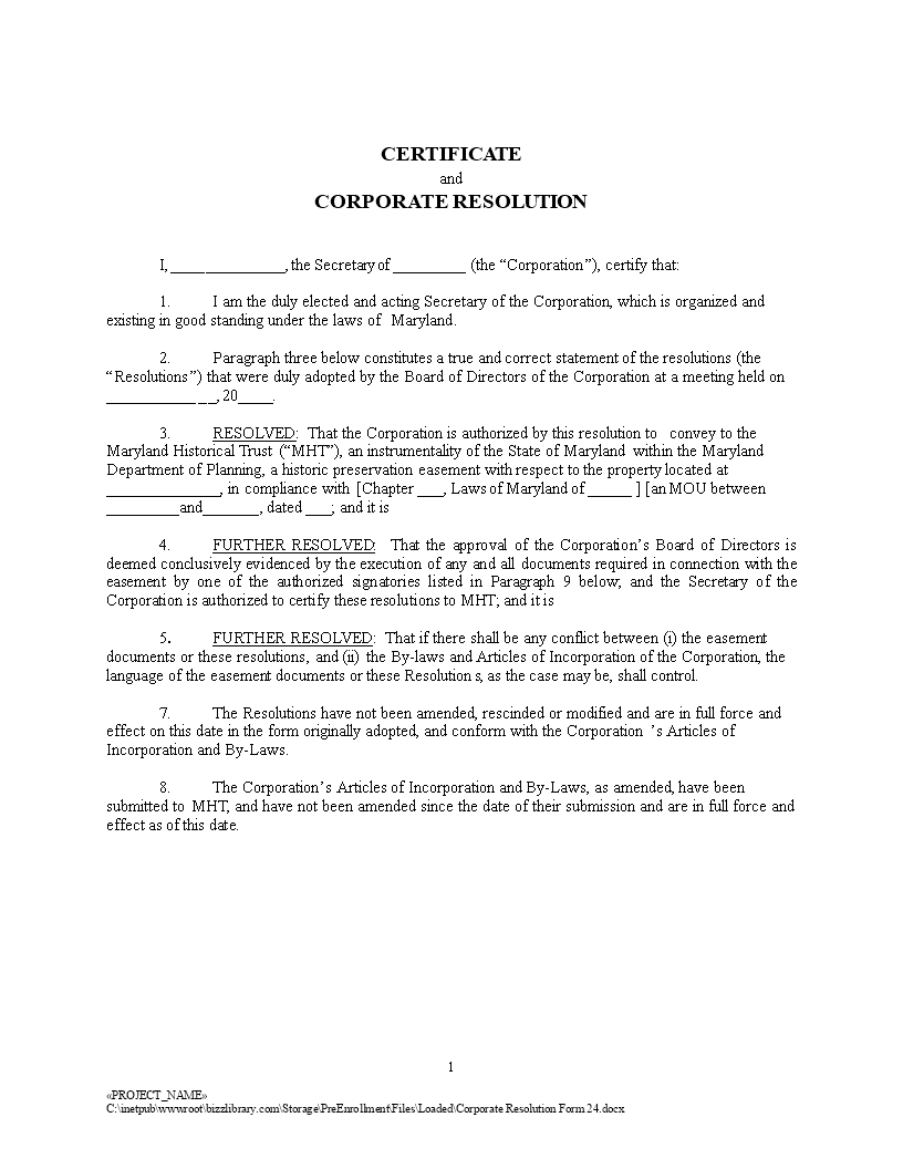 Maryland corporate resolution form efficiently manage corporation