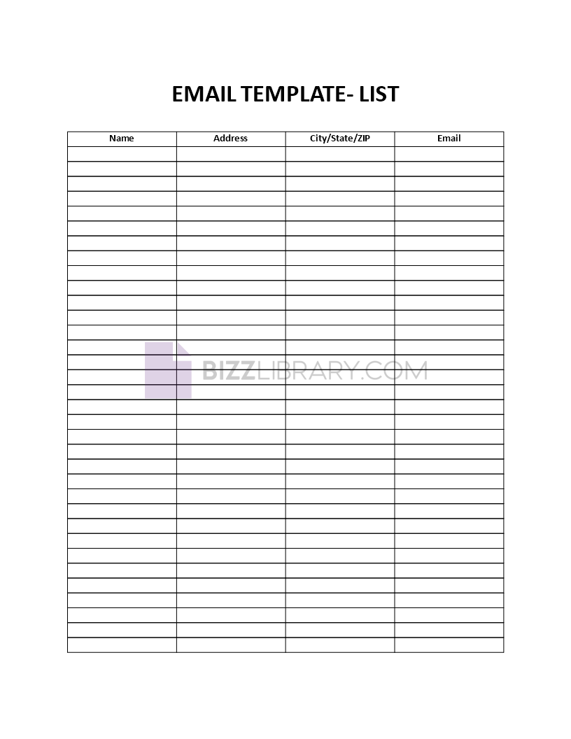 email list Main Image email list template