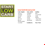 Printable Low Carb Grocery List example document template