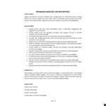 Program Associate Job Description example document template
