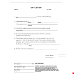 Generate a Cash Gift Letter Template to Confirm Property Donor Funds example document template