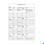 Get Organized with Daily Appointment Calendar and Phone Number Tracker example document template
