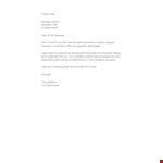 Resignation Letter for Growth: Informing Company and Manager about Departure example document template