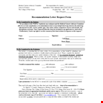 Recommendation Letter Request Form example document template