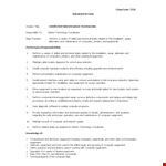 Computer Maintenance Technician Job Description | Equipment, Maintenance, Repair example document template
