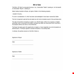 Furniture Bill Of Sale Template | Printable Property Seller & Buyer Agreement example document template