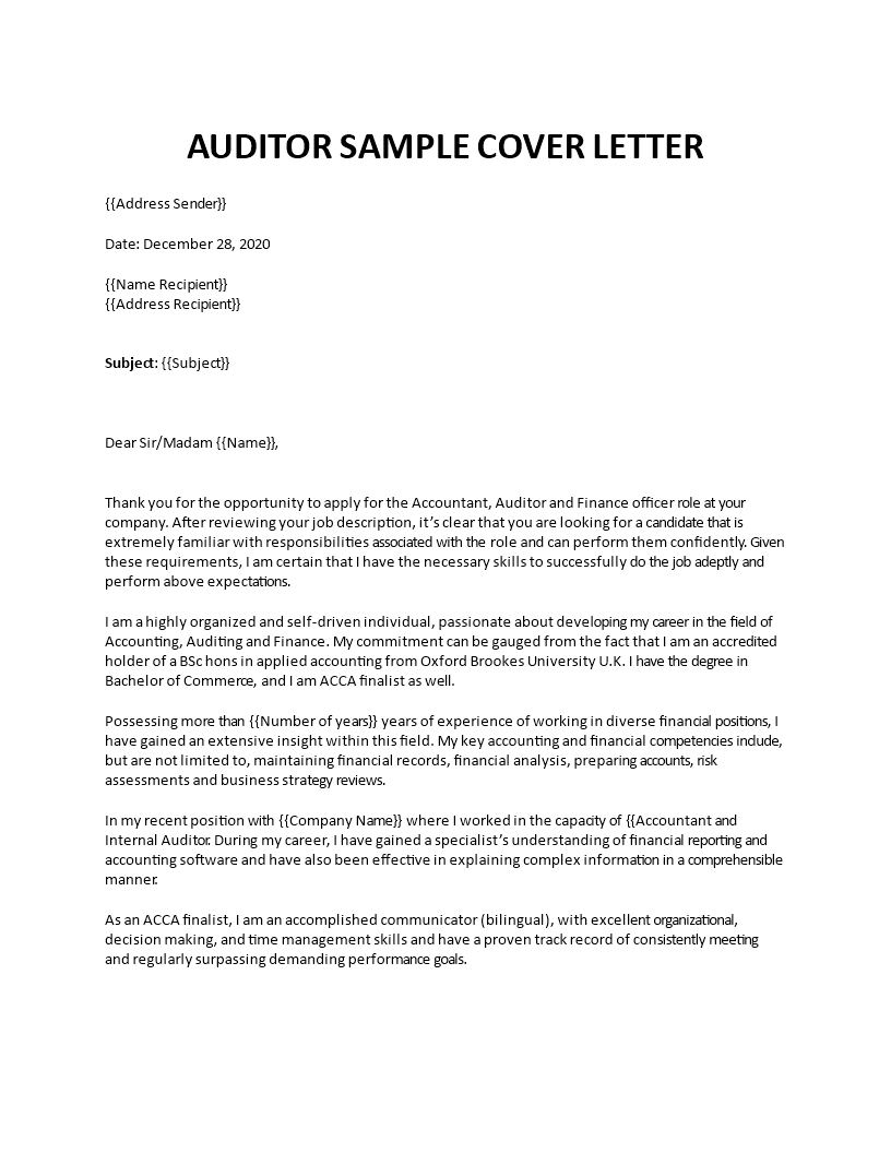 application letter for assistant auditor