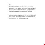 Informing Business: Change of Address Letter example document template