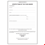 Sports Team Of The Year Award Template example document template