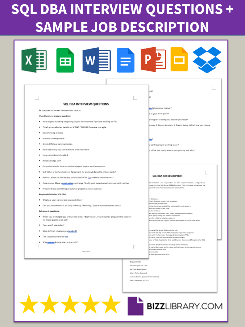 sql server dba interview questions template