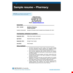 Pharmacist Employment example document template