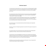 Retirement Speech example document template 