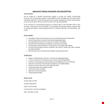 Manufacturing Engineer Job Description  example document template