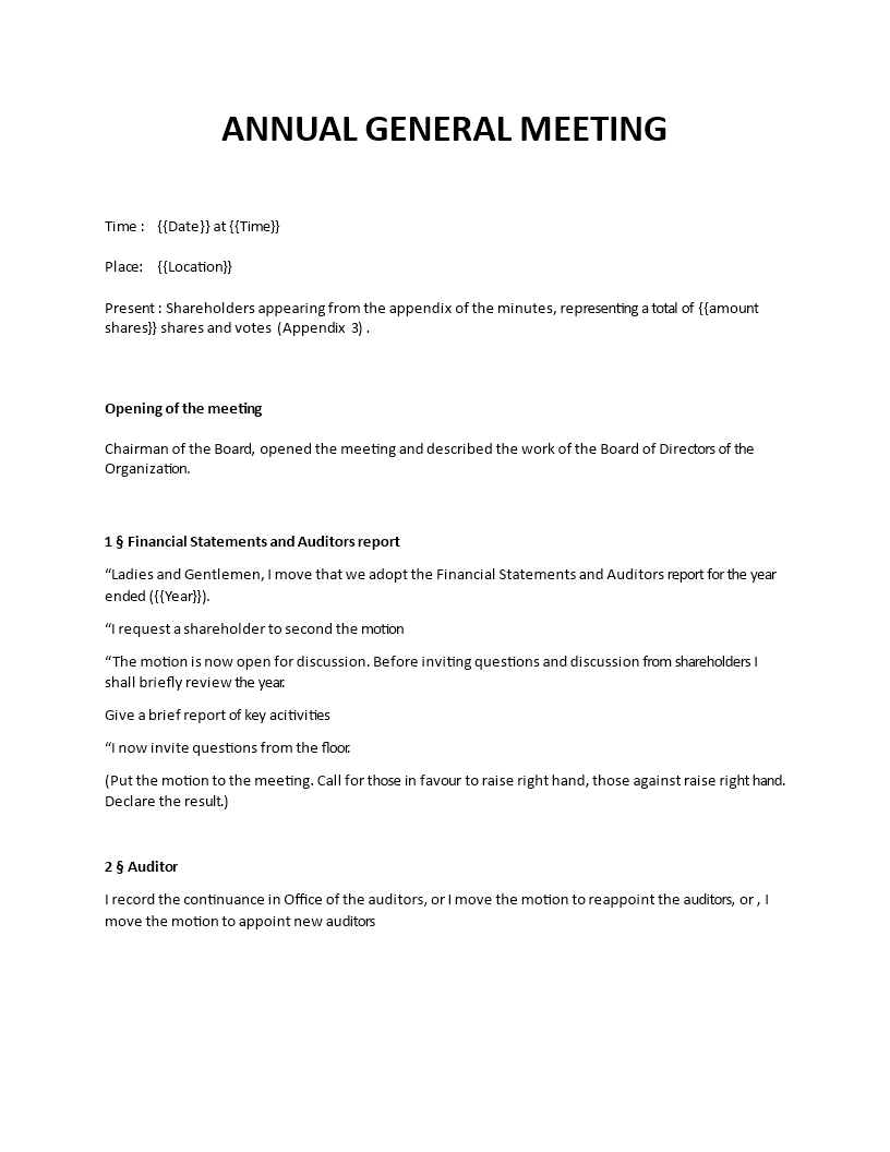 annual general meeting (agm) sample