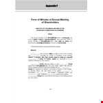 Corporate Minutes | Company Meeting | Stock Share | Chair example document template