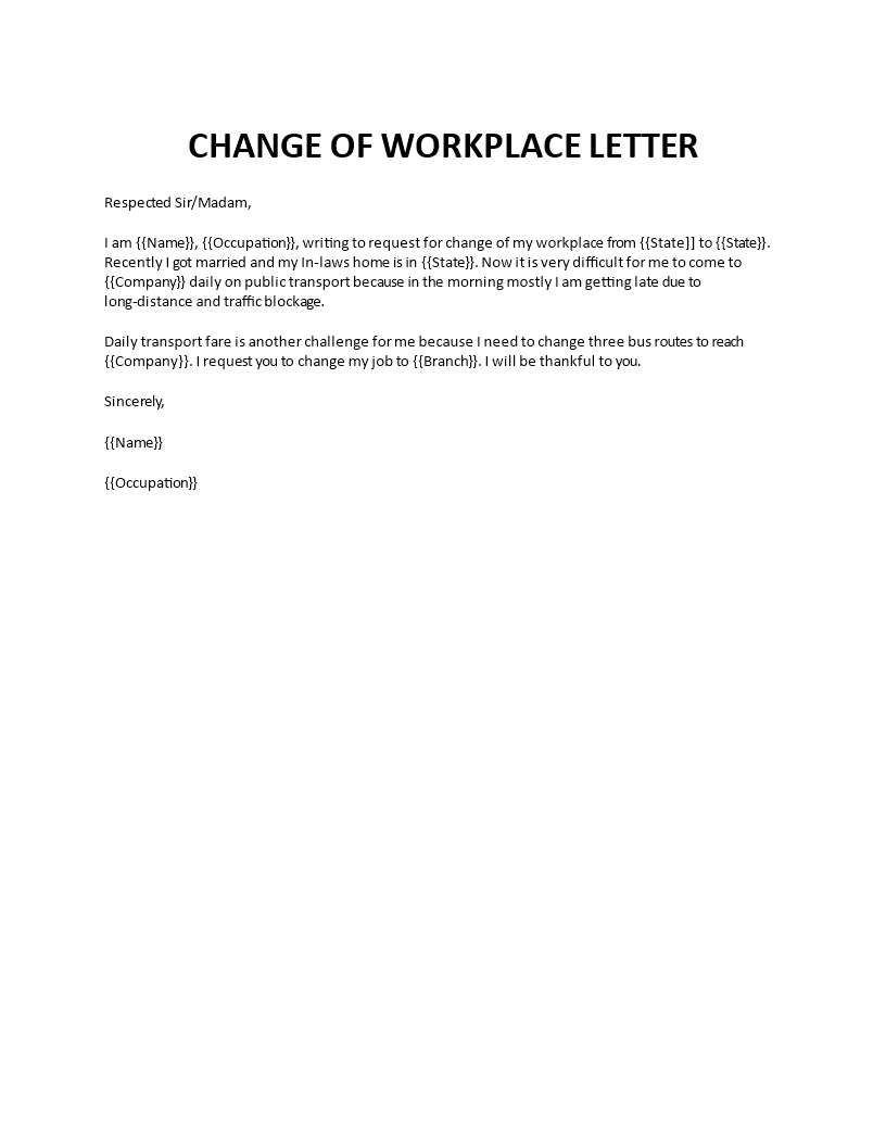 change of workplace request to employer