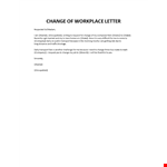 Change of workplace request to employer example document template