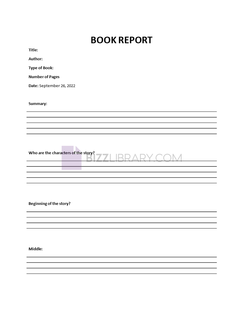 Book Report Sample Template book-report-sample-template