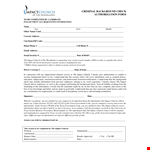 Criminal Background Check Authorization Form: Church Information and Texas Impact example document template