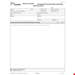 Free Kindergarten Report Card Template - Track Your Child's Learning & Communication Progress example document template