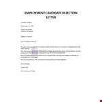 Employment Candidate Rejection Template example document template