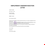 Employment Candidate Rejection Template example document template 