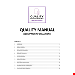 Quality Management Manual example document template