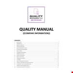 Quality Management Manual example document template 