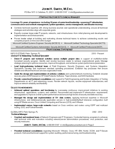 IT Leadership Resume - Security, Systems, Technical, Network | Microsoft