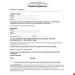 Sublease Agreement Template - Create a Legal Sublease Agreement example document template