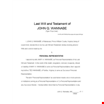 Create Your Personal Last Will and Testament Template with Estate Representative example document template