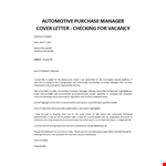 Automotive Purchase Manager cover letter  example document template