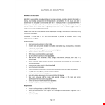 Waitress Job Description example document template