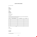 Employee Salary Bank Letter example document template 