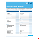 Retirement Budget Worksheet - Manage and Plan Your Essential and Discretionary Expenses example document template