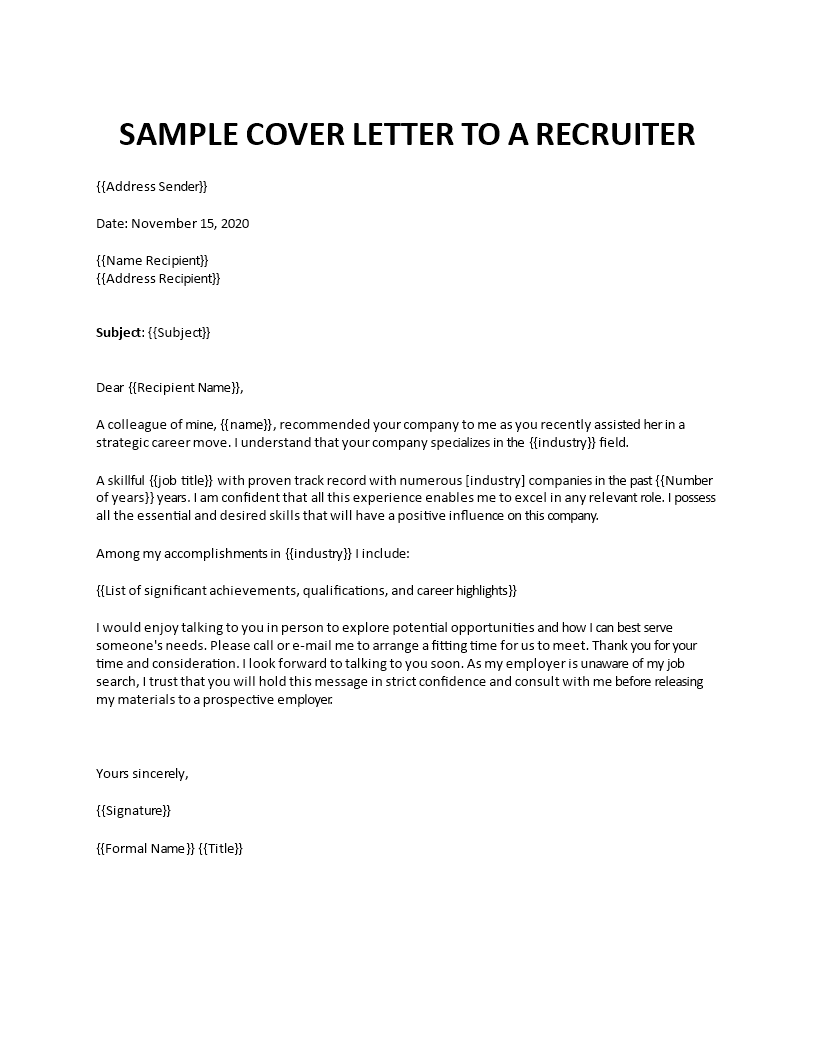 cover letter recruitment manager