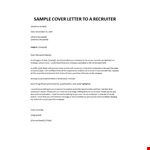 Sample cover letter to a recruiter example document template