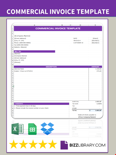 Commercial invoice template