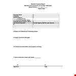 Monthly Progress Report for Family Service & Referral example document template
