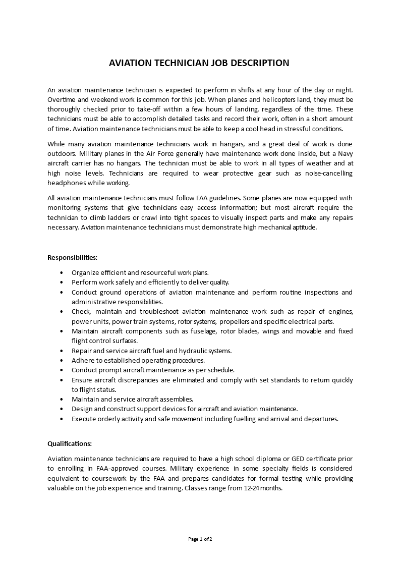 Aviation Technician Job Description aviation-technician-job-description